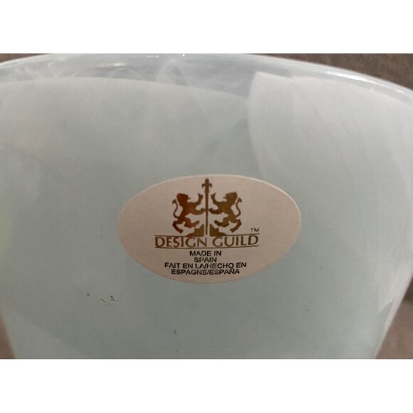 Spain Design Guild ECO Glass Vase Bluish White Swirl Recycled Art Glass - Picture 8 of 8